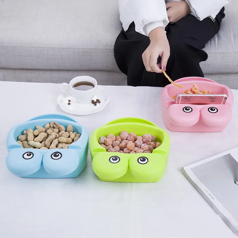 Shipping Double-layer dried fruit box with mobile phone slot lazy fruit plate Frog-shaped scorpion melon artifact Plastic candy
Shipping Double-layer dried fruit box with mobile phone slot lazy fruit plate Frog-shaped scorpion melon artifact Plastic candy