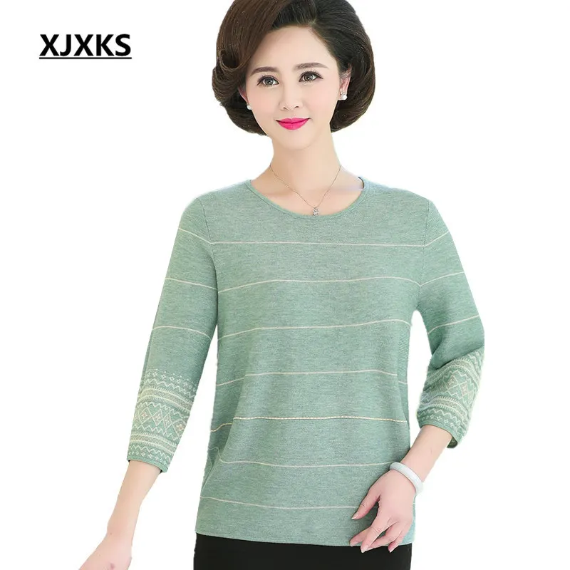 XJXKS Fashion round neck Three Quarter sleeve knitted sweater women's pullover 2019 spring autumn new plus size women's sweater
XJXKS Fashion round neck Three Quarter sleeve knitted sweater women's pullover 2019 spring autumn new plus size women's sweater