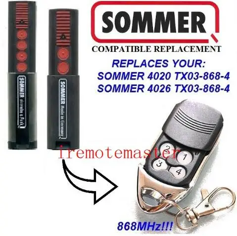 10pcs Sommer 4020 4026 replacement remote control 868.3MHZ free shipping