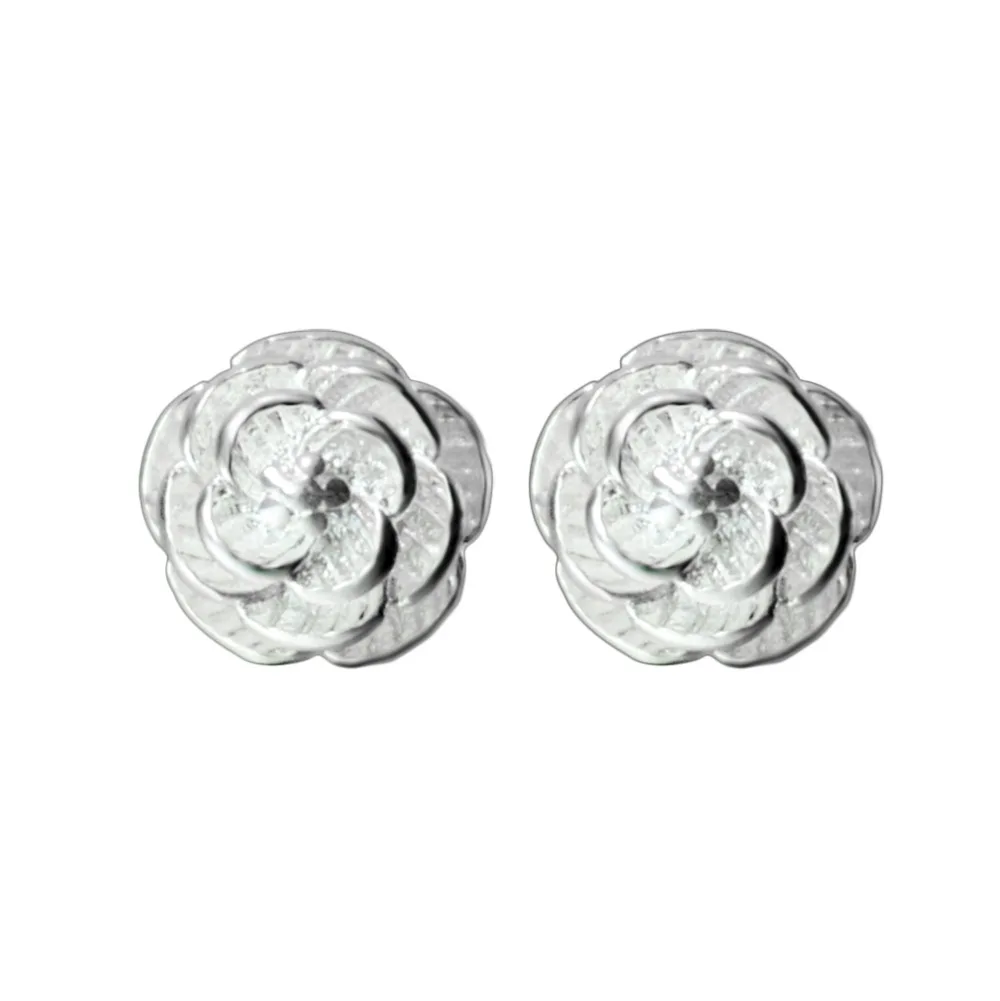 1Pair Fine Jewelry Brincos Fashion 925 Sterling Silver Flower Rose Earrings For Women Vintage Plant Stud Earring Bijoux