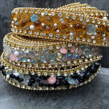 2Yards Gold Gemstone Lace Trim Hot Drilling Lace Clothing Accessories DIY Sewing Rhinestone Beaded Chain Ribbon Crystal Applique 
2Yards Gold Gemstone Lace Trim Hot Drilling Lace Clothing Accessories DIY Sewing Rhinestone Beaded Chain Ribbon Crystal Applique