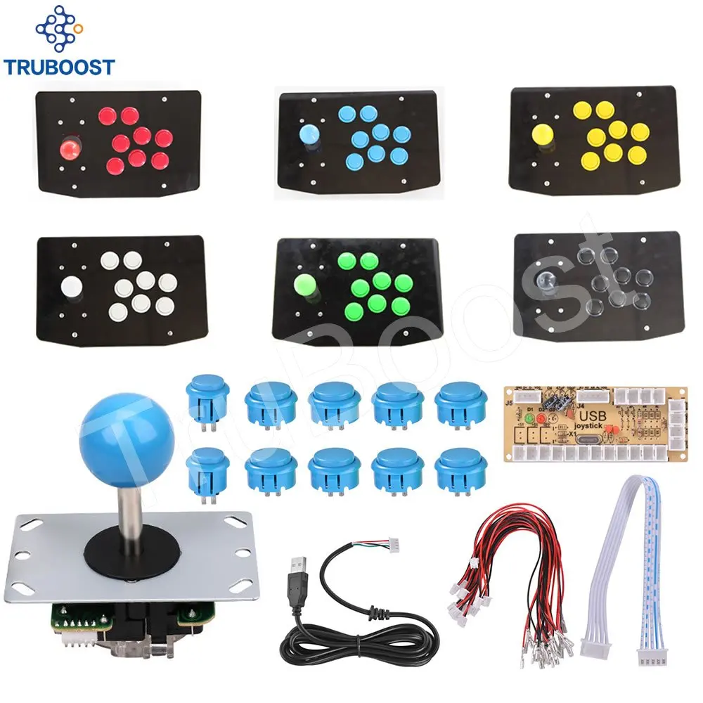 Arcade Joystick DIY Kits 4/8 Way 5Pin Cable Joystick Fighting Stick Push Buttons USB Board