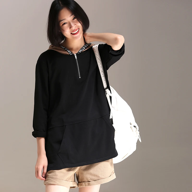 T7125 Literary style, large size, Letter splicing, zipper, hooded cotton T-shirt girl 2018 autumn new
T7125 Literary style, large size, Letter splicing, zipper, hooded cotton T-shirt girl 2018 autumn new