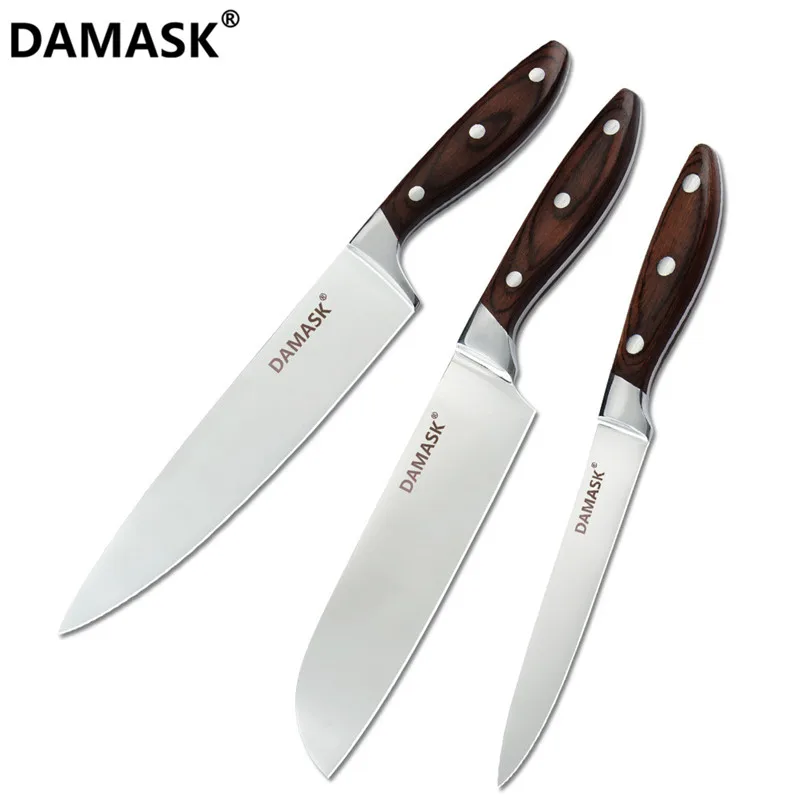 Damask Stainless Steel Knives Set 7CR17 High Carbon Steel Kitchen Cutlery Knife Utility Santoku Chef Knife With Full Tang Handle
Damask Stainless Steel Knives Set 7CR17 High Carbon Steel Kitchen Cutlery Knife Utility Santoku Chef Knife With Full Tang Handle