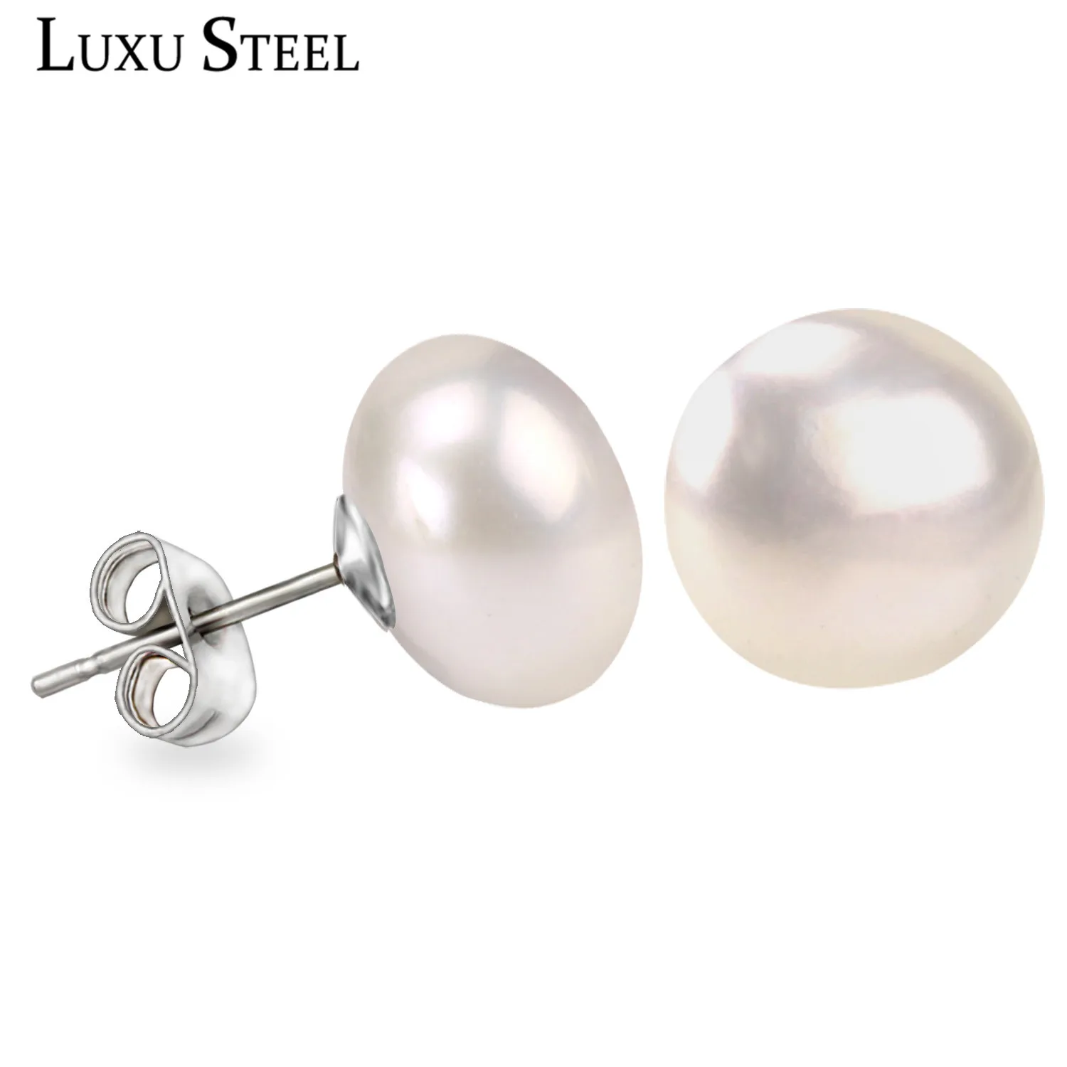 LUXUSTEEL Jewelry Palace Fashion Freshwater Cultured Pearl Button Ball Stainless Steel Stud Earrings Bijoux Female
LUXUSTEEL Jewelry Palace Fashion Freshwater Cultured Pearl Button Ball Stainless Steel Stud Earrings Bijoux Female