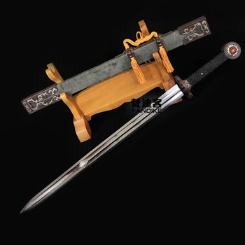 High quality Handmade Folded Steel Double Groove Chinese sword Han dynasty Gem decorations leather sheath Han jian very sharp
High quality Handmade Folded Steel Double Groove Chinese sword Han dynasty Gem decorations leather sheath Han jian very sharp
