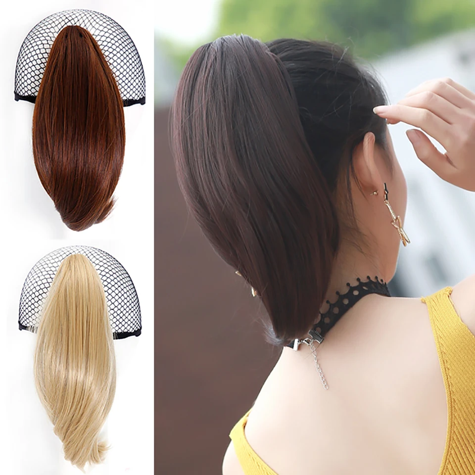 12-Colors-Short-Straight-Ponytail-Synthetic-Hair-Black-Claw-Hair-Ponytail-High-Temperature-Fiber-Short-Hair