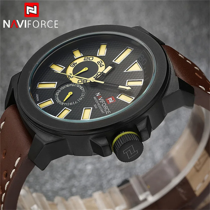 

2018 NAVIFORCE Men's Sports Watches Luxury Casual Leather Quartz Date Week Analog 30M Waterproof relogio masculino Male Clock