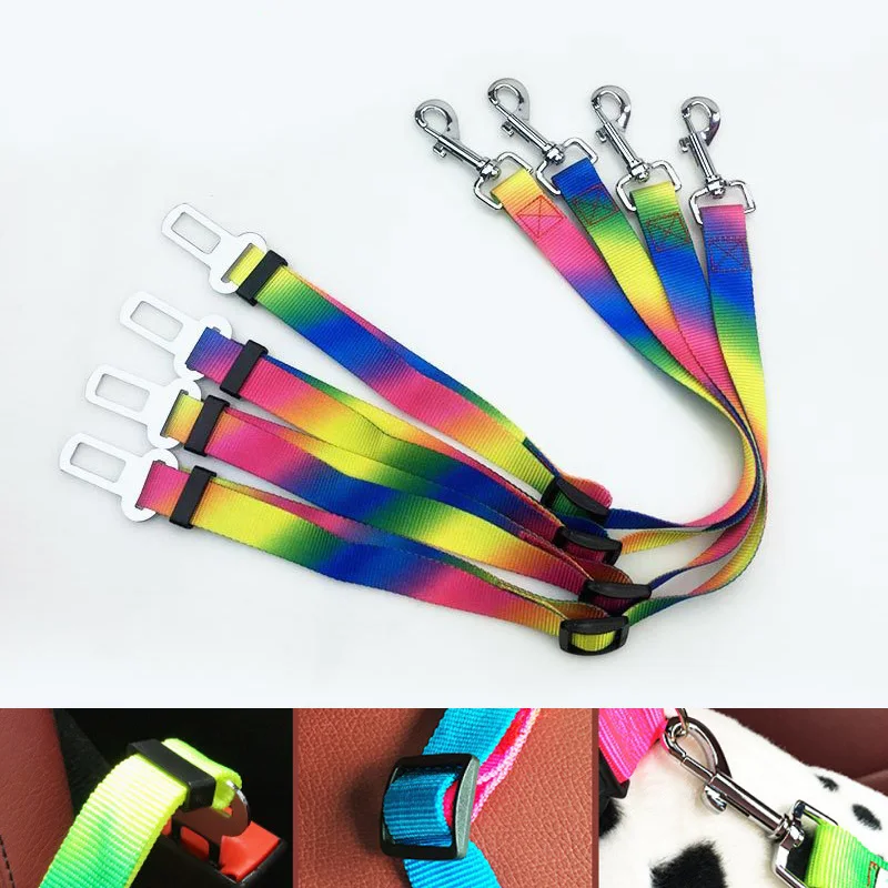 Rainbow dog car Seat Belt dog Vehicle safety belts adjustable pet Car Travel Seatbelt Colorful leash for Small Medium Large dogs
Rainbow dog car Seat Belt dog Vehicle safety belts adjustable pet Car Travel Seatbelt Colorful leash for Small Medium Large dogs