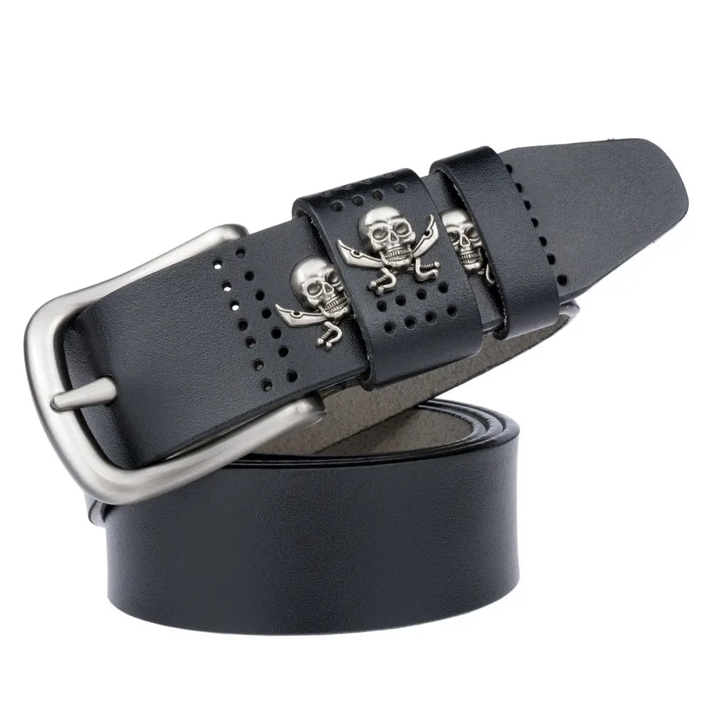 New Punk Skull Genuine Leather Men's Belts Fashion Studded Rivets Male Leather Belt Personality Street Cowboys Street Mens Belts 
New Punk Skull Genuine Leather Men's Belts Fashion Studded Rivets Male Leather Belt Personality Street Cowboys Street Mens Belts