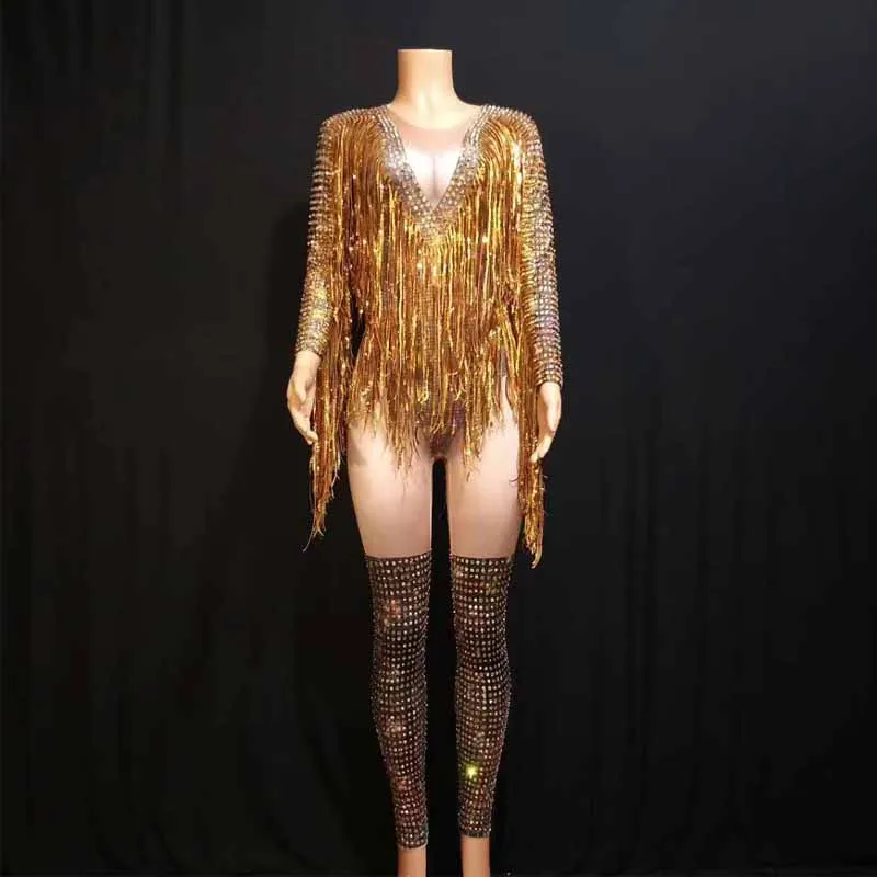 Sexy Tassels Crystals Jumpsuit Female Singer Dancer Leggings Costume Big Stretch Bodysuit Nightclub Oufit DJ Party Wear Outfit
Sexy Tassels Crystals Jumpsuit Female Singer Dancer Leggings Costume Big Stretch Bodysuit Nightclub Oufit DJ Party Wear Outfit