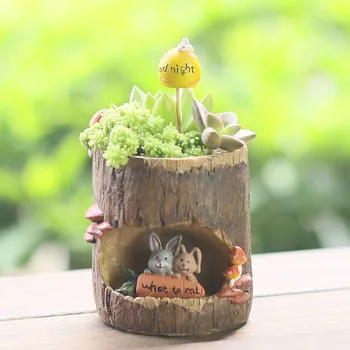 Rabbit & Carrot tree Flower Pot Stump Shaped Resin Garden Pot New Novelty Bonsai Plant For Office Desk Decorations
Rabbit & Carrot tree Flower Pot Stump Shaped Resin Garden Pot New Novelty Bonsai Plant For Office Desk Decorations