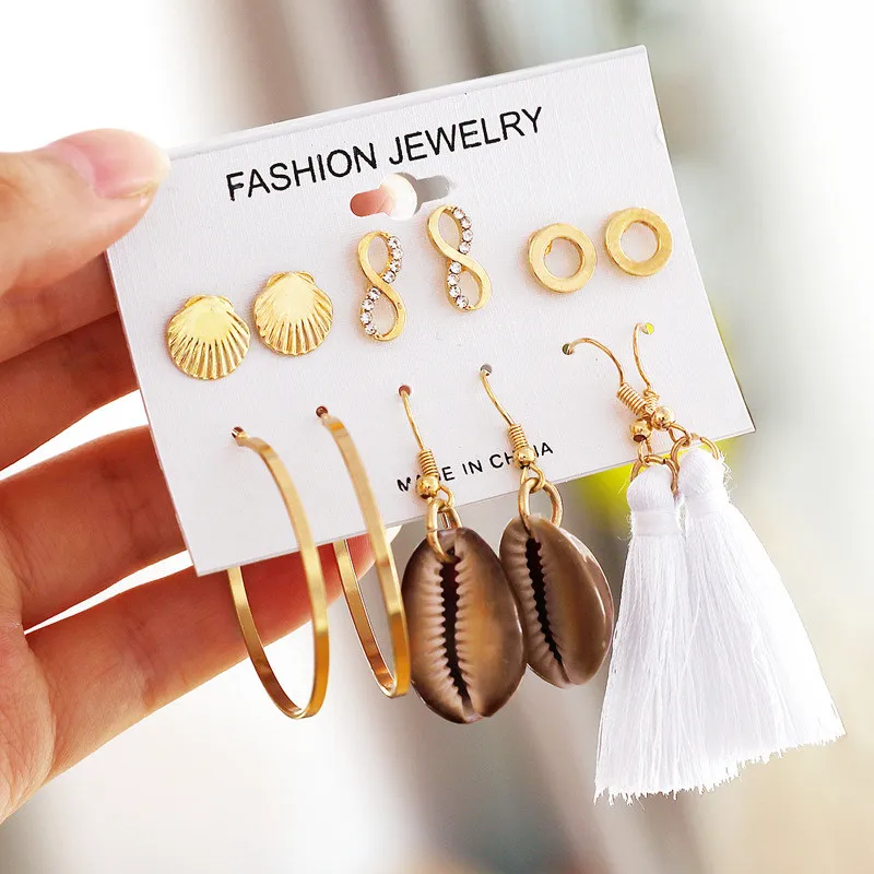 Trendy Women's Summer Statement Big Hoop Earrings 2019 Beach Shell Earrings Set Tassel Earring Jewelry femme
Trendy Women's Summer Statement Big Hoop Earrings 2019 Beach Shell Earrings Set Tassel Earring Jewelry femme
