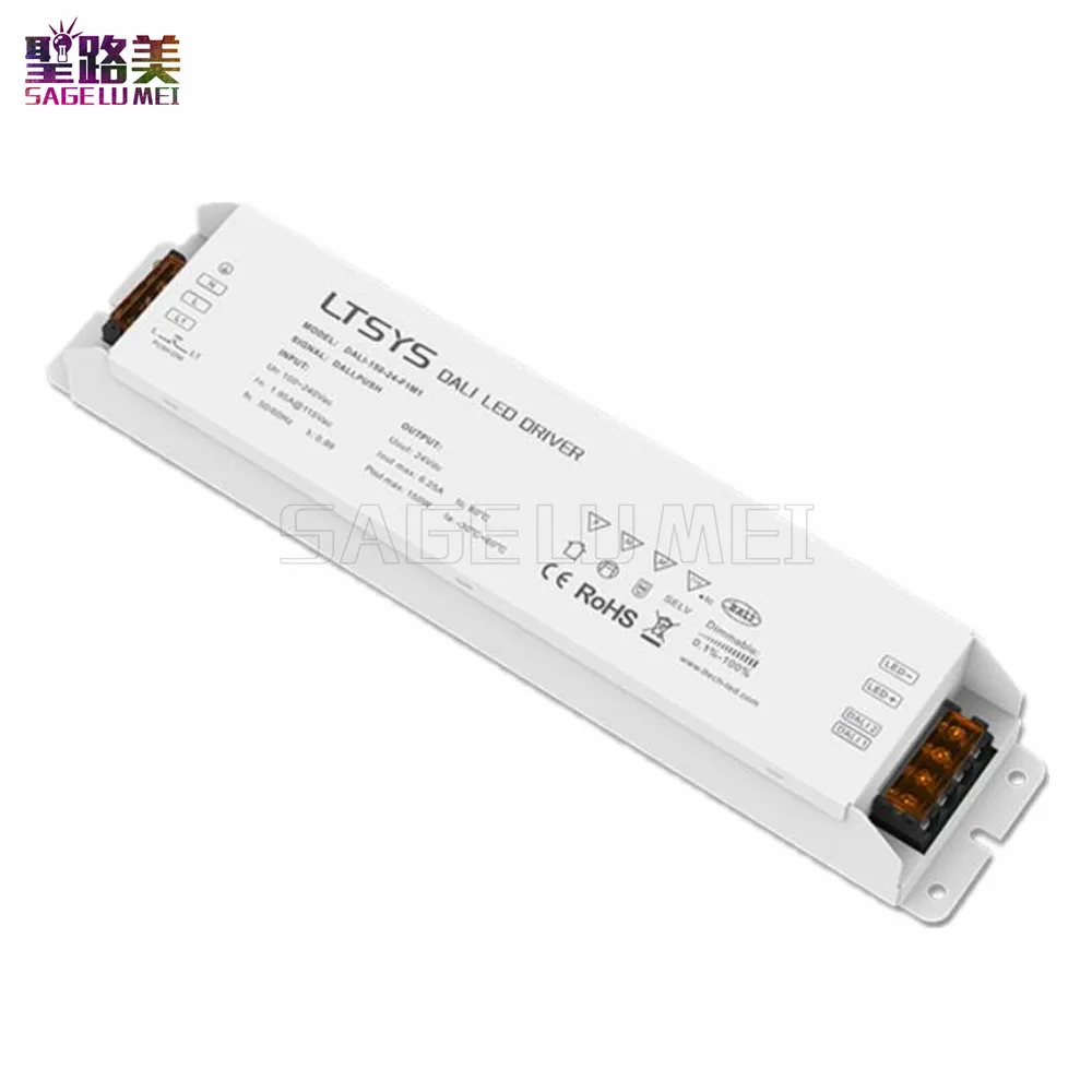 LTECH 150W 24V DC CV DALI Driver DALI-150-24-F1M1 AC100-240V input DC24V 6.25A 150W output DALI Push Dim DALI Led Dimming Driver
LTECH 150W 24V DC CV DALI Driver DALI-150-24-F1M1 AC100-240V input DC24V 6.25A 150W output DALI Push Dim DALI Led Dimming Driver