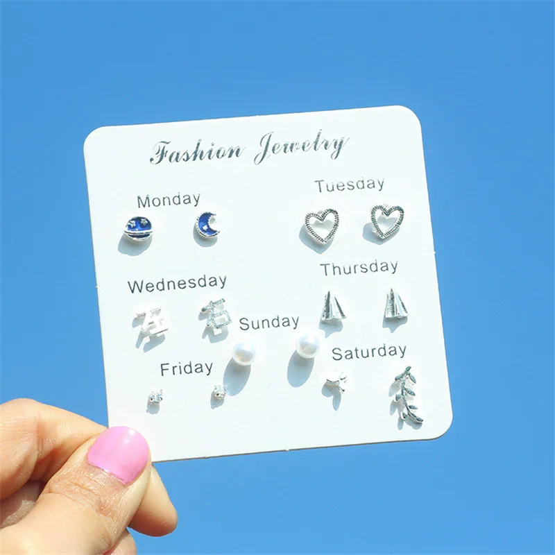 Fashion Korean Earrings Set For Women Statement Heart Star Snowflake Rhinestone One Week Party Gift 6Pairs/lot Dropshipping
Fashion Korean Earrings Set For Women Statement Heart Star Snowflake Rhinestone One Week Party Gift 6Pairs/lot Dropshipping