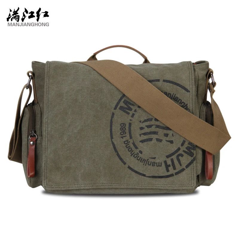 Image MANJIANGHONG Vintage Men s Messenger Bags Canvas Shoulder Bag Fashion Men Business Crossbody Bag Printing Travel Handbag 1124