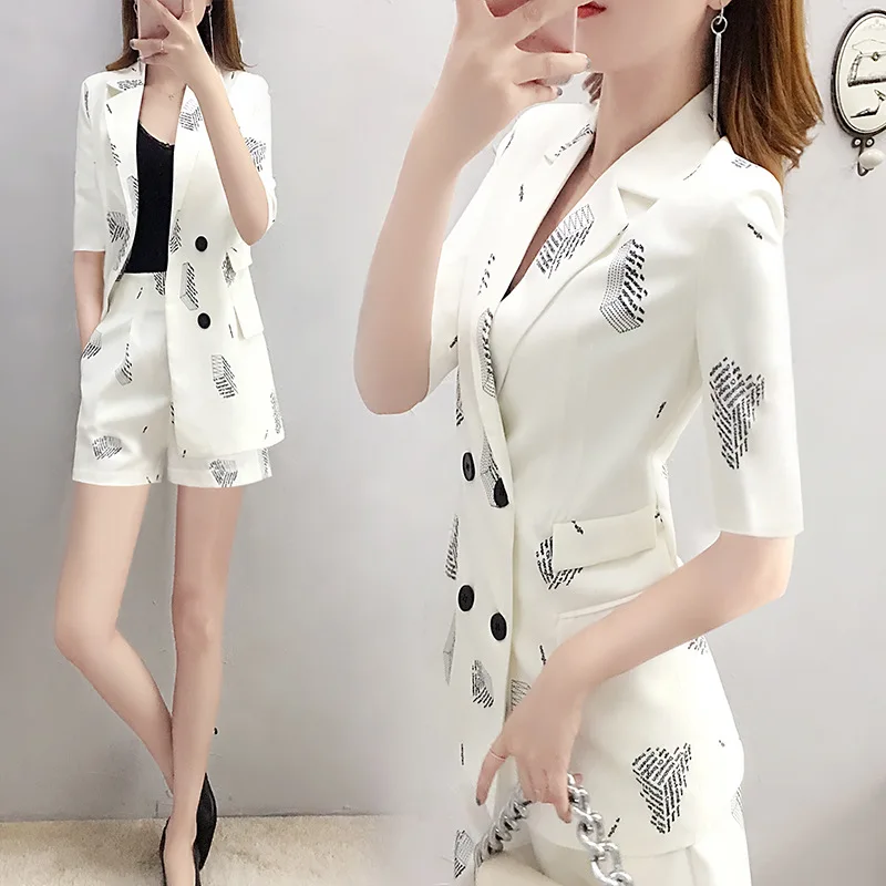 2019 New Summer Two Pieces Sets White Short Sleeve Double Breasted Blazers with Pants Casual Office Ladies Korean Women Suits
2019 New Summer Two Pieces Sets White Short Sleeve Double Breasted Blazers with Pants Casual Office Ladies Korean Women Suits
