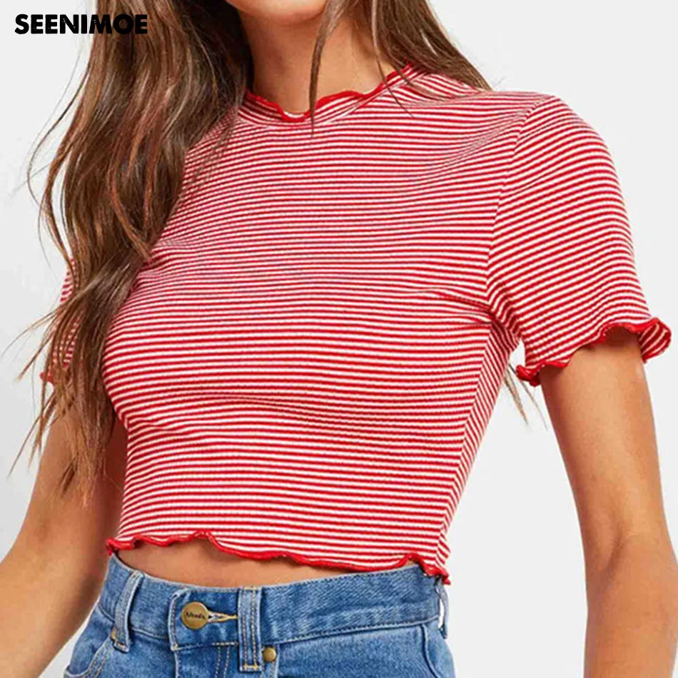2018 New Sexy Black & White Striped Vogue Women T Shirt Tops Agaric Laces Hipster Summer tshirt Kawaii Tee Shirt Femme Crop Top
2018 New Sexy Black & White Striped Vogue Women T Shirt Tops Agaric Laces Hipster Summer tshirt Kawaii Tee Shirt Femme Crop Top