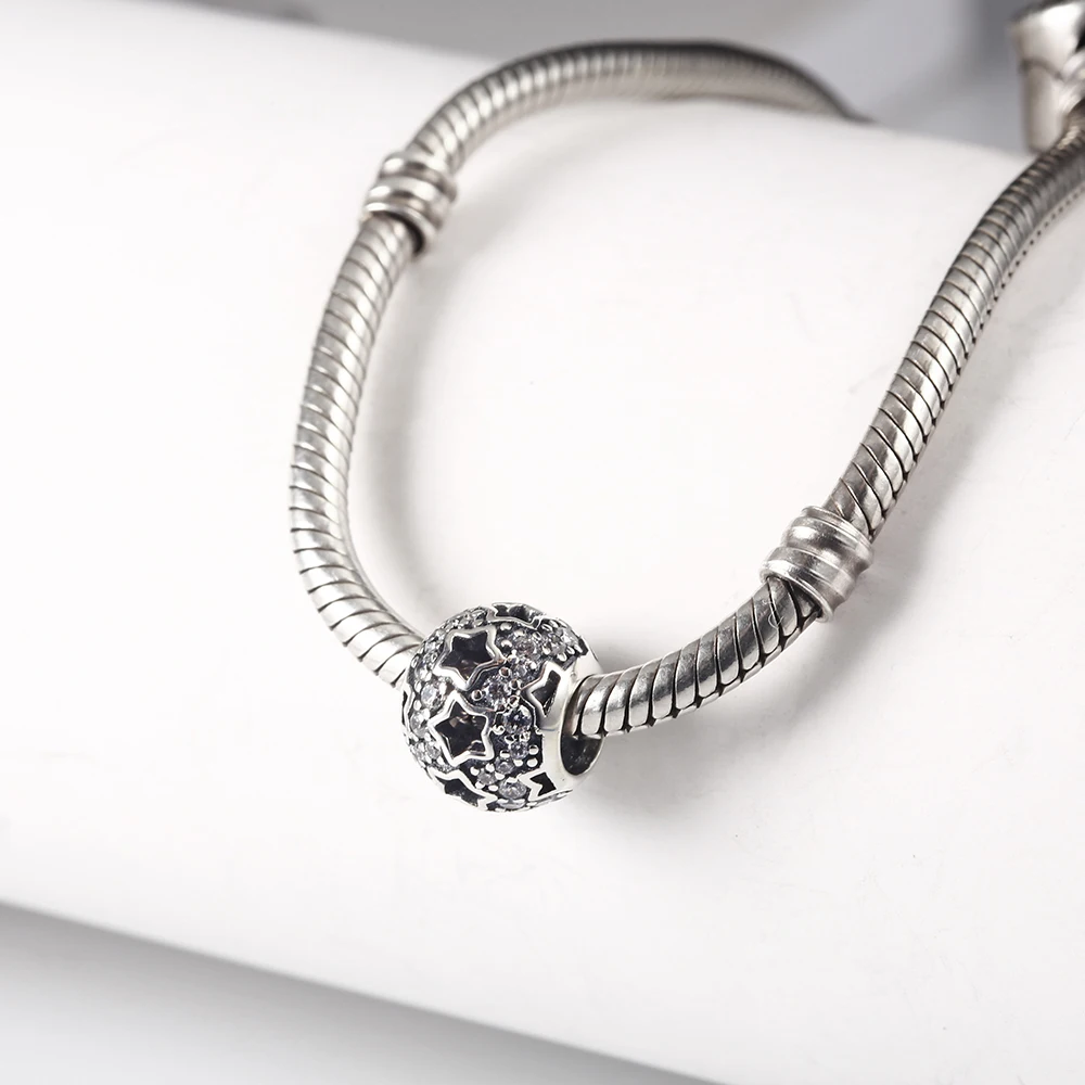 Подходит для Pandora Charms браслеты серебро 925 оригинальные полая пентаграмма Круглые