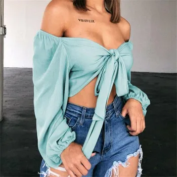 Women Off Shoulder T-shirt Casual Bandeau Top Wear New Sexy Bowknot Long Sleeves Tops Ladies' Summer Fashion T-Shirt Hot Selling
Women Off Shoulder T-shirt Casual Bandeau Top Wear New Sexy Bowknot Long Sleeves Tops Ladies' Summer Fashion T-Shirt Hot Selling