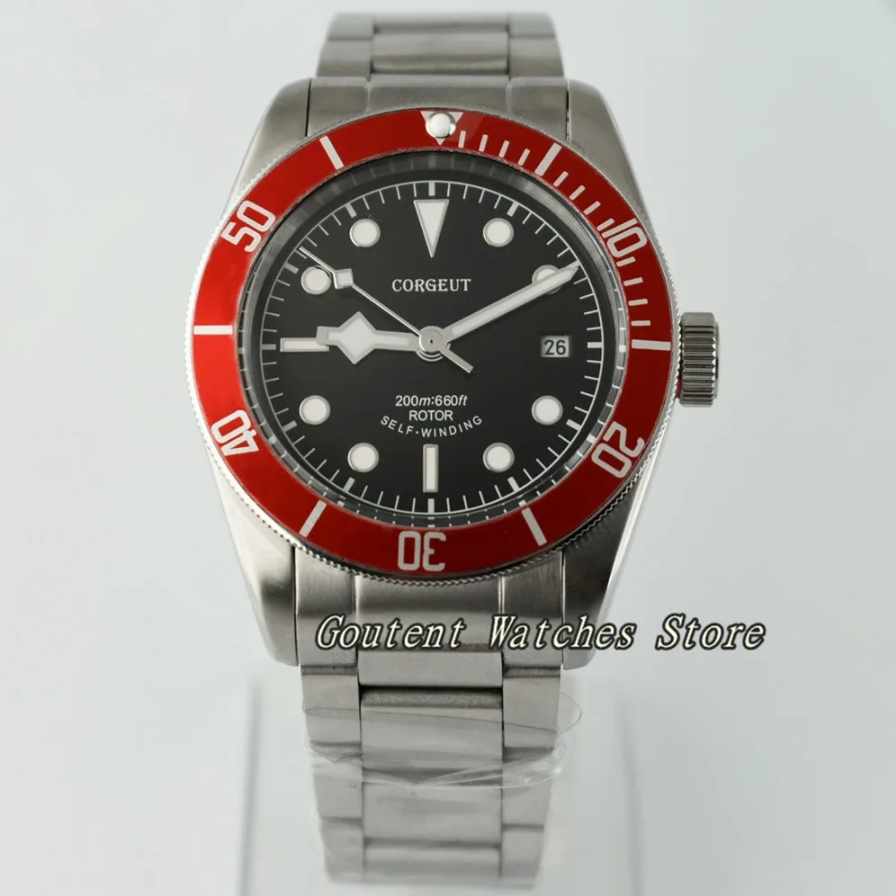 41mm Corgeut Red Bezel Geen Luminous Stainless Steel Case Automatic Movement Men's Watch
41mm Corgeut Red Bezel Geen Luminous Stainless Steel Case Automatic Movement Men's Watch