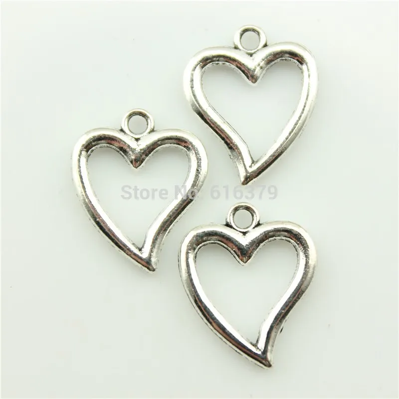 

free shipping 60pcs antique tibetan silver hollow heart charm pendants 18*15mm diy jewelry accessories