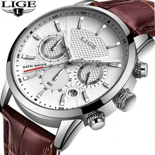 LIGE Mens Watches Gift Top Luxury Brand Waterproof Sport Watch Chronograph Quartz Military Genuine Leather Relogio Masculino LIGE Mens Watches Gift Top Luxury Brand Waterproof Sport Watch Chronograph Quartz Military Genuine Leather Relogio Masculino