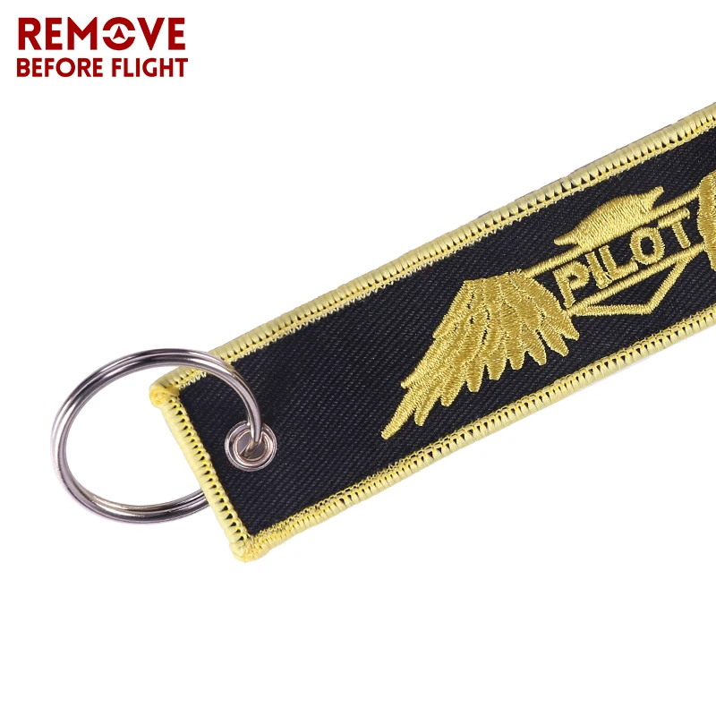 Remove Before Flight Keychain Embroidery Gold-Color Pilot Key Ring Chain for Aviation Gifts OEM Key Chains Aviation Safety5