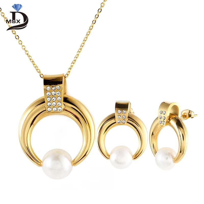 Trendy Pearl Jewelry Set for Women Female Gold Plating Stainless Steel Earring Circle Necklace Luxury Jewelry Wedding Party Gift
Trendy Pearl Jewelry Set for Women Female Gold Plating Stainless Steel Earring Circle Necklace Luxury Jewelry Wedding Party Gift