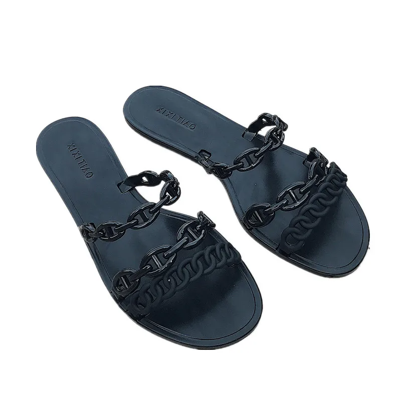Summer new style open-toe flip-flops female pig nose chain flat slippers outside wearing beach sandals and slippers
Summer new style open-toe flip-flops female pig nose chain flat slippers outside wearing beach sandals and slippers