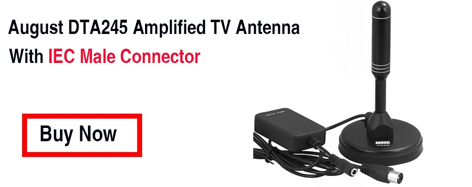 August DTA245 Amplified Digital TV Antenna with IEC Male Connector