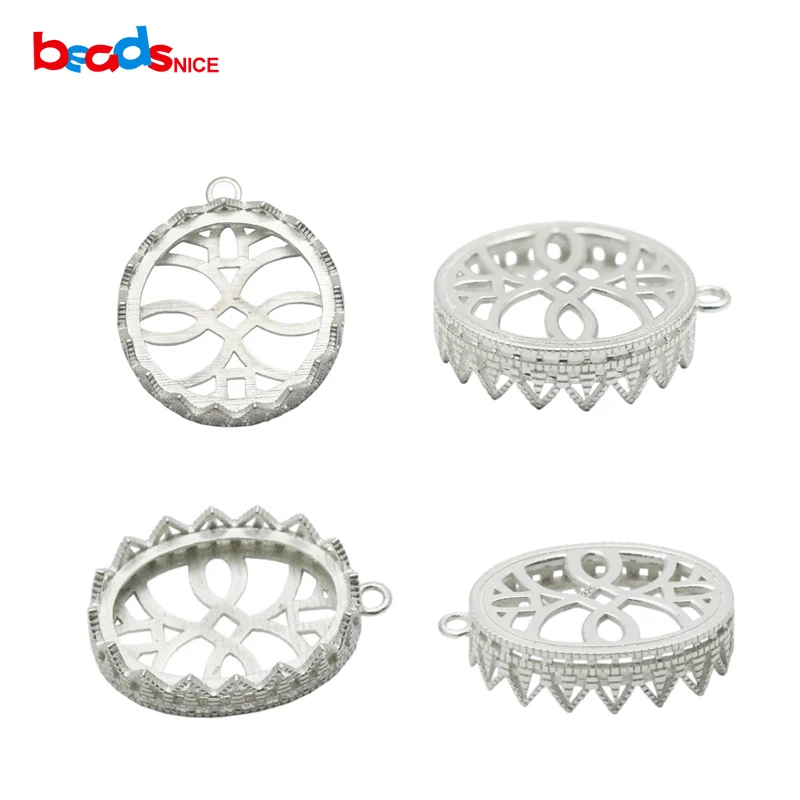 Beadsnice серебро 925 пробы полые подвесные подносы ободок настройки рождественский