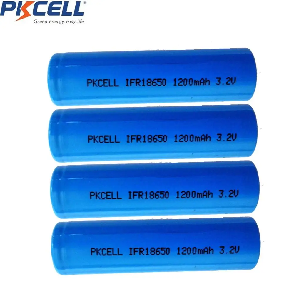 4PCS PKCELL 3.2v IFR 18650 battery 1200mah IFR18650 lifepo4 rechargeable batteries for flashlight power 
4PCS PKCELL 3.2v IFR 18650 battery 1200mah IFR18650 lifepo4 rechargeable batteries for flashlight power