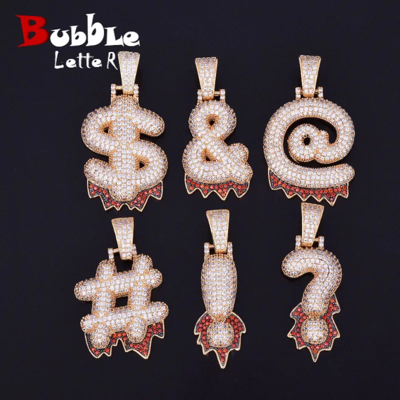 Iced Custom Bubble Red Drip Question Mark Dollar Sign Pendants & Necklaces Charm Cubic Zircon Men Women Hip Hop Jewelry
Iced Custom Bubble Red Drip Question Mark Dollar Sign Pendants & Necklaces Charm Cubic Zircon Men Women Hip Hop Jewelry