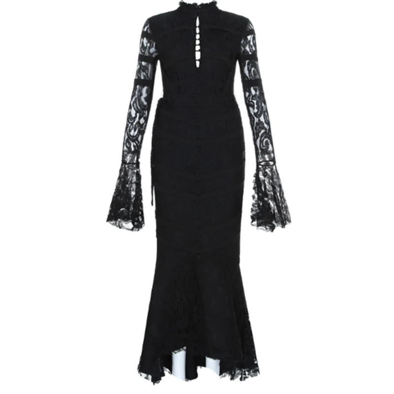 HIGH QUALITY Newest 2019 Designer Party Dress Women's Flare Sleeve Lace Mermaid Dress
HIGH QUALITY Newest 2019 Designer Party Dress Women's Flare Sleeve Lace Mermaid Dress