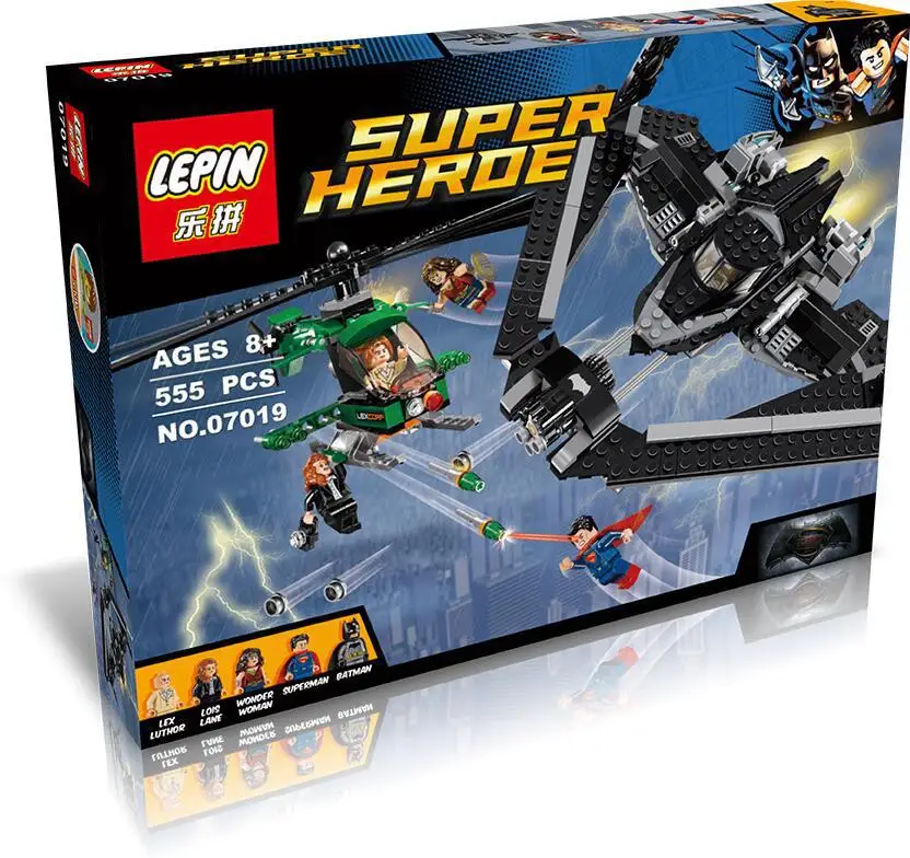 555pcs Heroes of Justice Sky High Battle Batman v Superman DC Marvel Set 76046 Building Blocks Compatible With Lego
555pcs Heroes of Justice Sky High Battle Batman v Superman DC Marvel Set 76046 Building Blocks Compatible With Lego