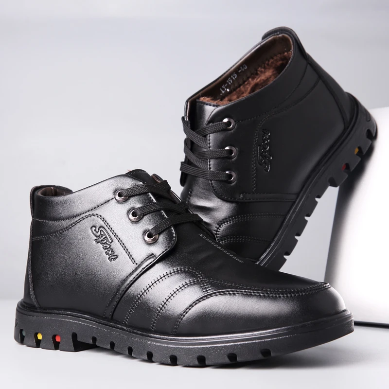 Мужская зимняя обувь теплая кожаная ручной работы с Плюшевым Мехом Botas Masculina Chaussure