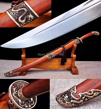 Copper Fittings/RoseWood/Damascus Folded Steel Sharp Chinese Wushu Dragon Dao Sword Broadsword Qing Dynasty Sabre Knife
Copper Fittings/RoseWood/Damascus Folded Steel Sharp Chinese Wushu Dragon Dao Sword Broadsword Qing Dynasty Sabre Knife