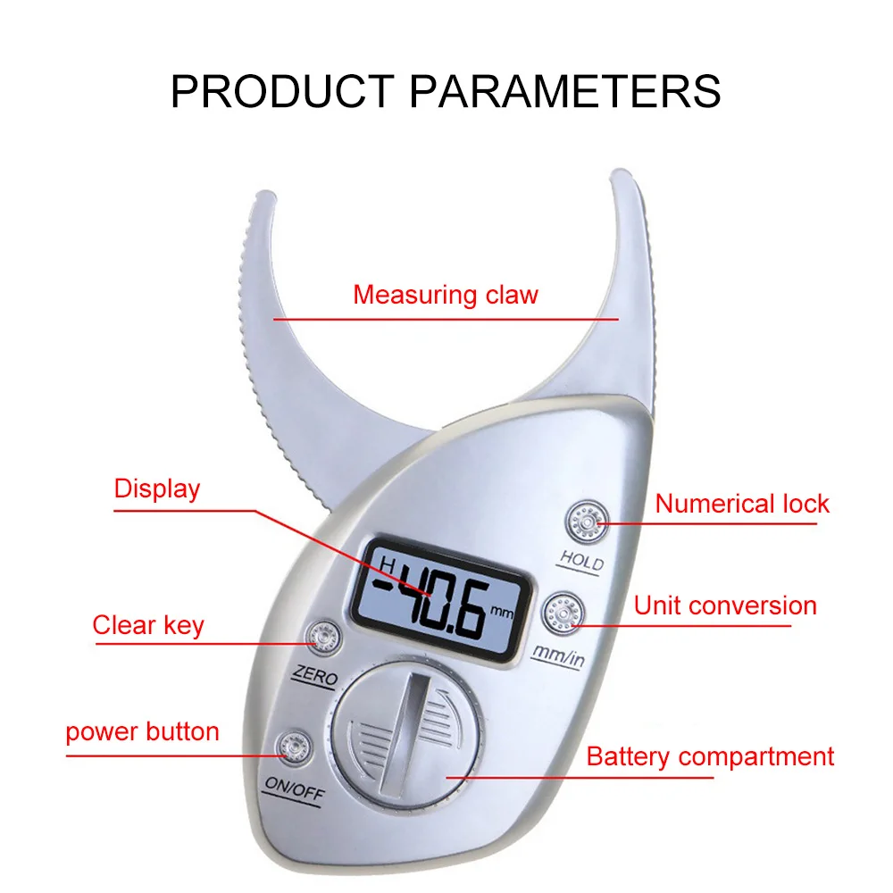 0-50mm Body Fat Caliper Analyzer Monitors Electronic Digital Body Fat Caliper Pl