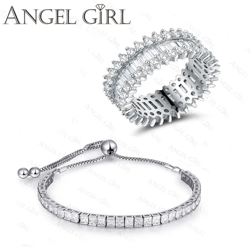 Angel Girl Fashion Jewelry Sets White Gold Color Adjustable Bracelet & Ring with AAA+ Cubic Zirconia Crystal For Women SE0019-2
Angel Girl Fashion Jewelry Sets White Gold Color Adjustable Bracelet & Ring with AAA+ Cubic Zirconia Crystal For Women SE0019-2