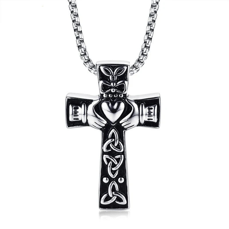 Punk Titanium Stainless Steel Heart Celtics Pattern Cross Pendants Necklace for Men Viking Concentric Knot Jewerly Male Gift
Punk Titanium Stainless Steel Heart Celtics Pattern Cross Pendants Necklace for Men Viking Concentric Knot Jewerly Male Gift