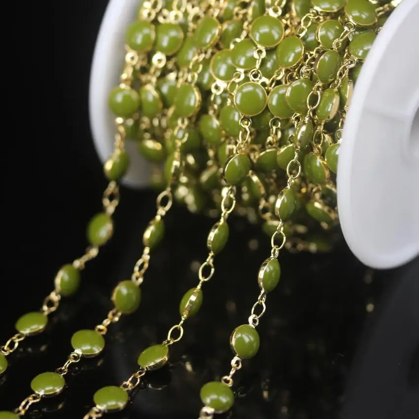 5Meter/Lot 6mm Plated Golden Copper Enamel Glass Coin Beads Rosary Chains,Olive Green Lampwork Flat Round Beaded Chain Necklace
5Meter/Lot 6mm Plated Golden Copper Enamel Glass Coin Beads Rosary Chains,Olive Green Lampwork Flat Round Beaded Chain Necklace
