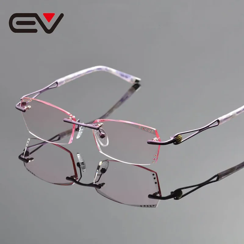 Deding Elegant Women Titanium Rimless Eyeglasses Frame Purple Diomand Trimming Glasses mulheres oculos sem aro de titanio EV1246
Deding Elegant Women Titanium Rimless Eyeglasses Frame Purple Diomand Trimming Glasses mulheres oculos sem aro de titanio EV1246
