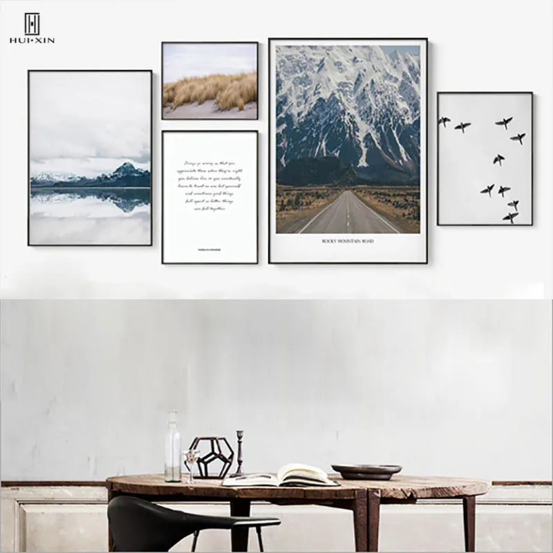 Nordic Minimalism Style Wall Decorative Painting Pictures Of The Straight Road Leads To The Snow-capped Mountains For Home Decor 
Nordic Minimalism Style Wall Decorative Painting Pictures Of The Straight Road Leads To The Snow-capped Mountains For Home Decor