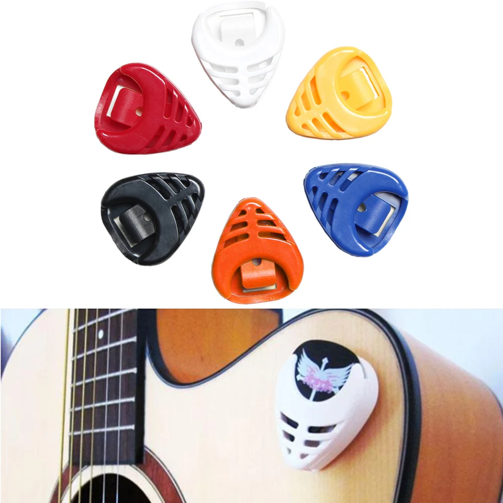 

6Pcs Durable Plastic Heart Shape Guitar Pick Collection Holder Accessories Guitar Pick Box Random Color