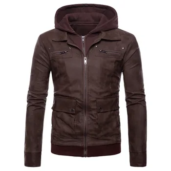 Men's Jackets Autumn Winter Casual Motorcycle Biker Leather Jackets Mens Fake two piece Hooded Leather Jacket Male
Men's Jackets Autumn Winter Casual Motorcycle Biker Leather Jackets Mens Fake two piece Hooded Leather Jacket Male