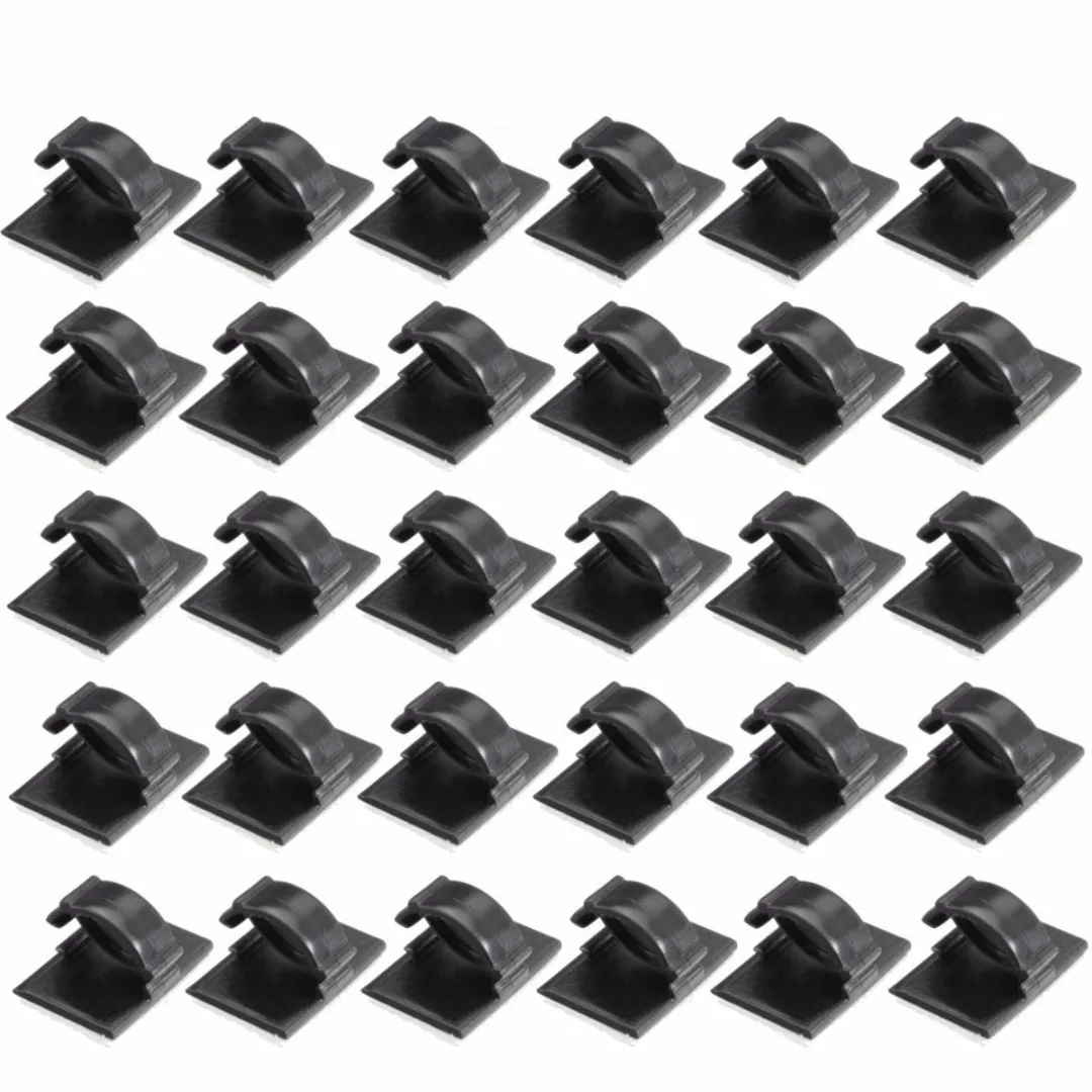 60pcs Self-adhesive Car Wire Clip Tie Space-saving Rectangle Cord Cable Holder Mount Clamp for Organizing Cables Mayitr