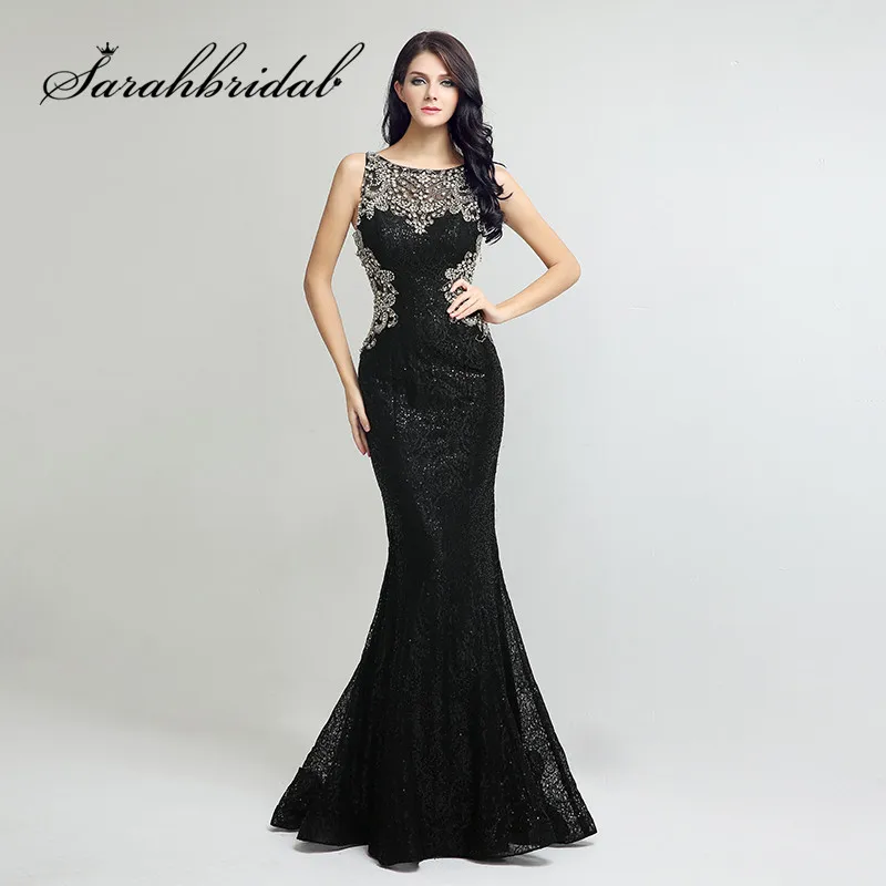 Sexy Black Lace Evening Gowns Long Mermaid Beaded Crystals Sheer Back Real Photos Floor Length Prom Formal Occasion Dress LX171
Sexy Black Lace Evening Gowns Long Mermaid Beaded Crystals Sheer Back Real Photos Floor Length Prom Formal Occasion Dress LX171
