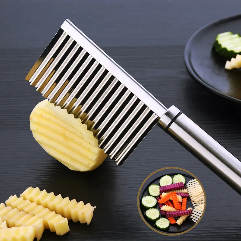 Stainless Steel Potato Dough Waves Crinkle Cutter Slicer Home Kitchen Vegetable Chip Blade Knife Cooking Tools
Stainless Steel Potato Dough Waves Crinkle Cutter Slicer Home Kitchen Vegetable Chip Blade Knife Cooking Tools