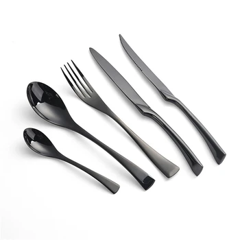 Stainless Steel Luxury Black Cutlery Set Western Food Tableware Sets Fork Steak Knife TeaSpoon Dinner Dinnerware Set 4pcs/ 5pcs
Stainless Steel Luxury Black Cutlery Set Western Food Tableware Sets Fork Steak Knife TeaSpoon Dinner Dinnerware Set 4pcs/ 5pcs